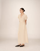 Vestido Largo Trapecio Mariposa Beige