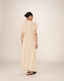 Vestido Largo Trapecio Mariposa Beige