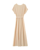 Vestido Largo Trapecio Mariposa Beige
