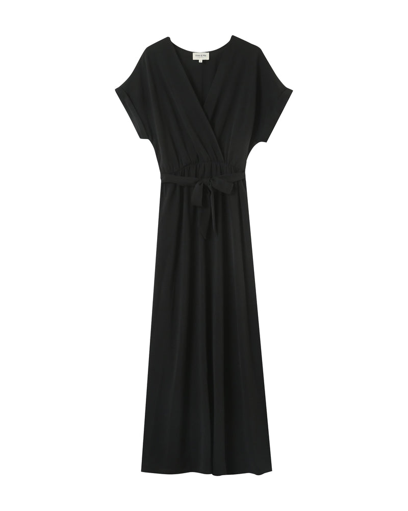 Vestido largo trapecio mariposa negro