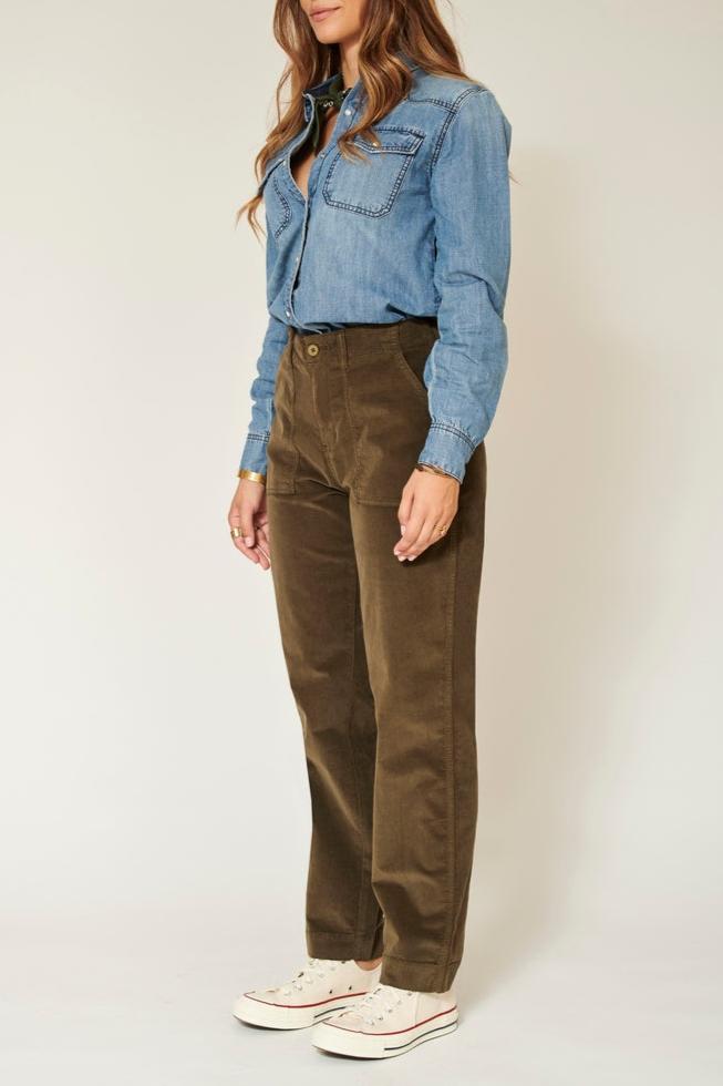 Parade.New Velvet.Vl Trousers - Khaki
