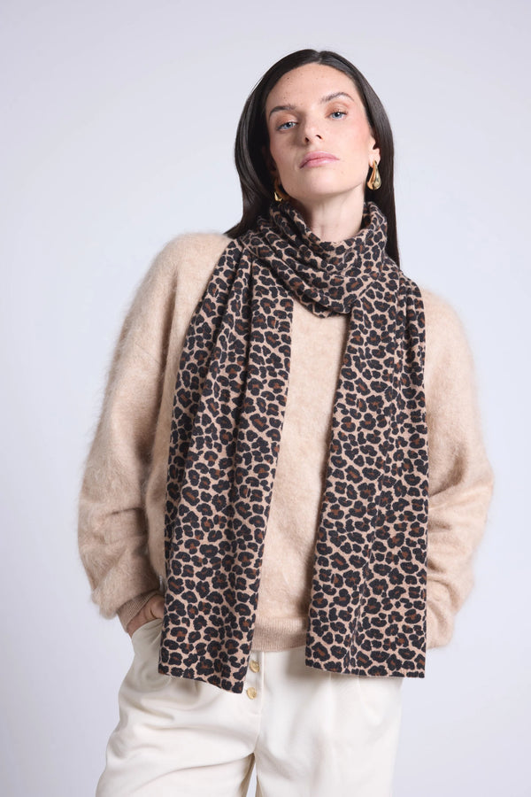 Bufanda Pardy - Beige Leopardo - Unisex - 100% Cachemira
