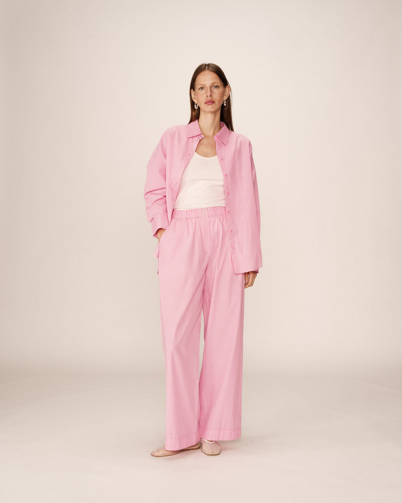 Pantalones anchos de rayas rosas Parmentier