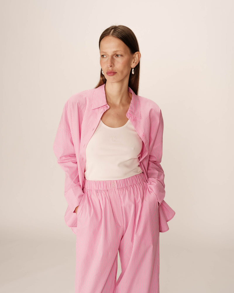 Pantalones anchos de rayas rosas Parmentier