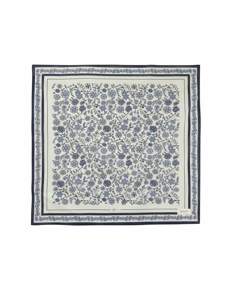 Blue Word Patterned Scarf