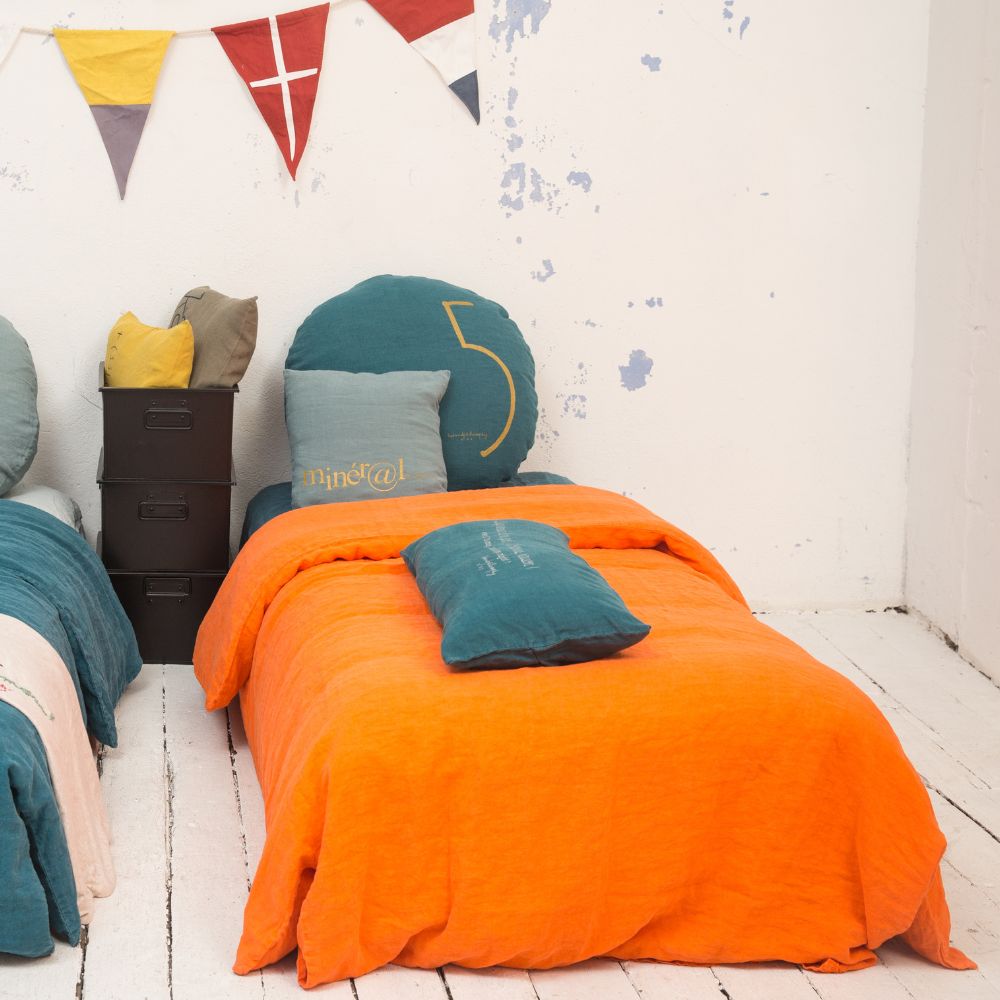 Juego de cama de lino lavado para 1 persona