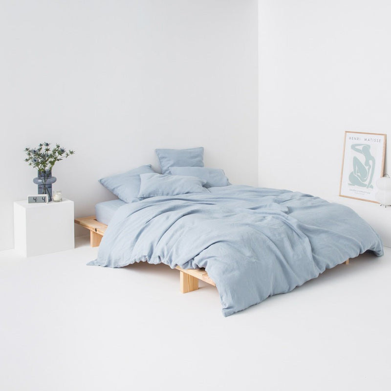 Housse De Couette En Lin 190G/M² - Bleu Glacier