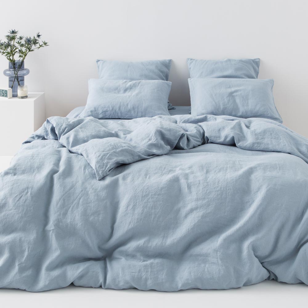 Housse De Couette - En Lin 190G/M² - Bleu Glacier