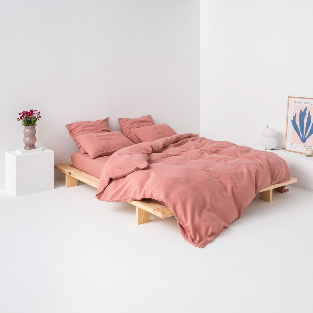 Housse De Couette - En Lin Lavé 190G/M² - Vieux Rose