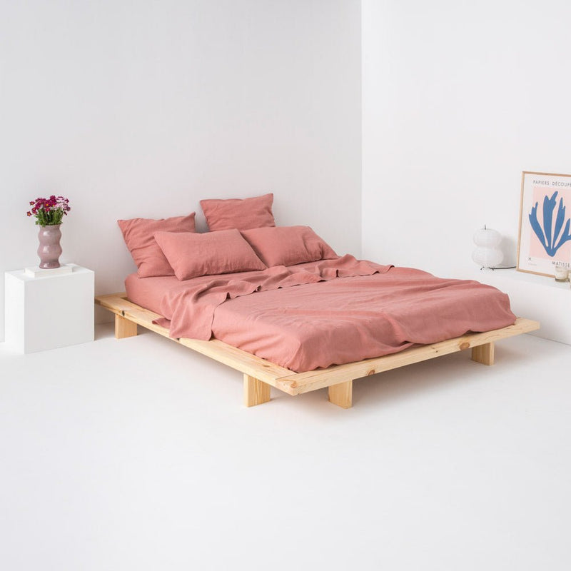 Drap Plat En Lin Lavé 190G/M² - Vieux Rose