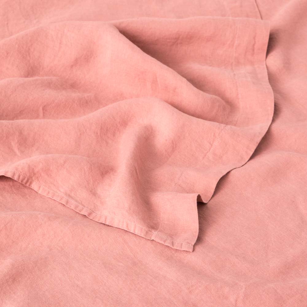 Drap Plat - En Lin Lavé 190G/M² - Vieux Rose