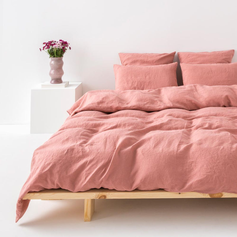 Housse De Couette En Lin Lavé 190G/M² - Vieux Rose