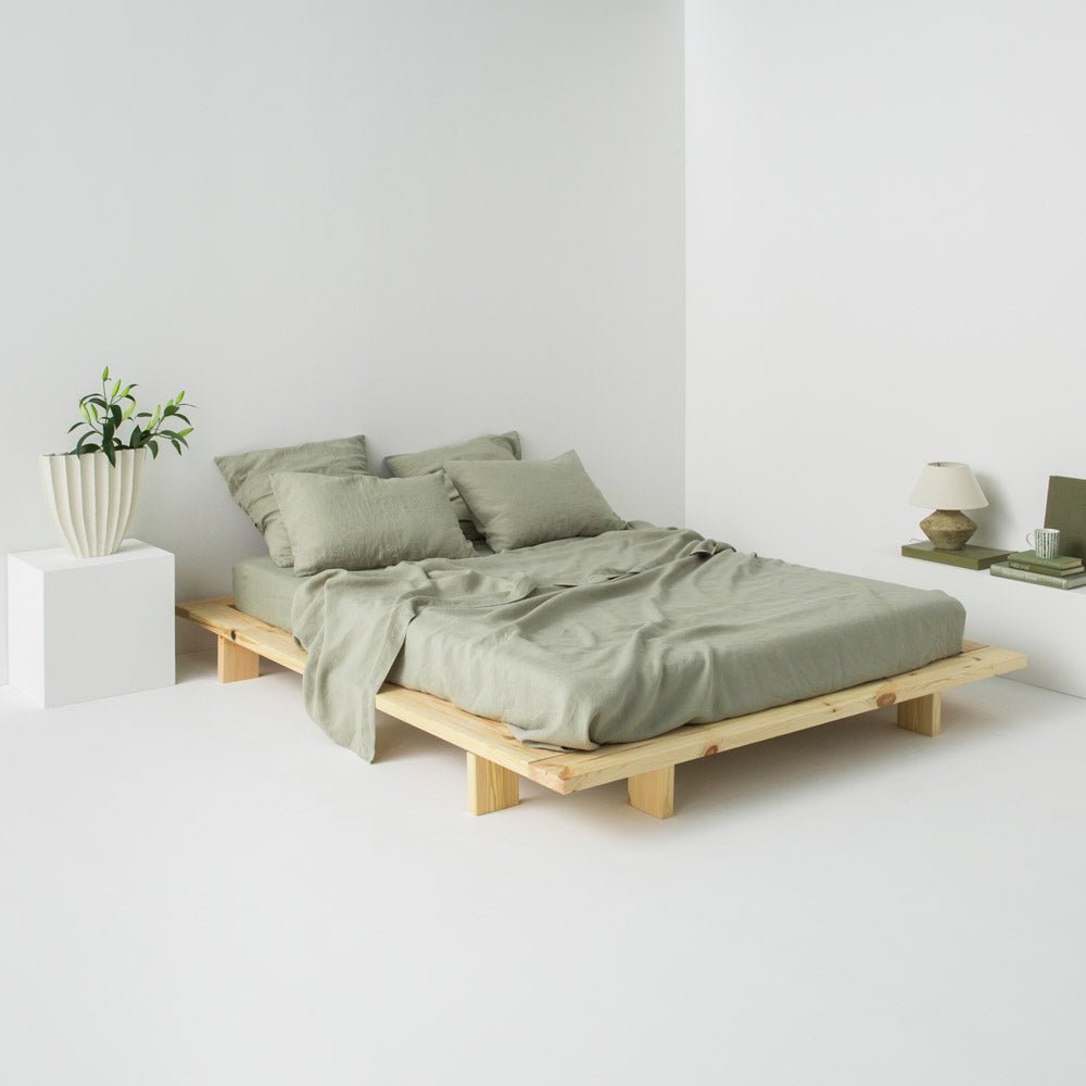 Drap Plat - En Lin Lavé 190G/M² - Vert Sauge