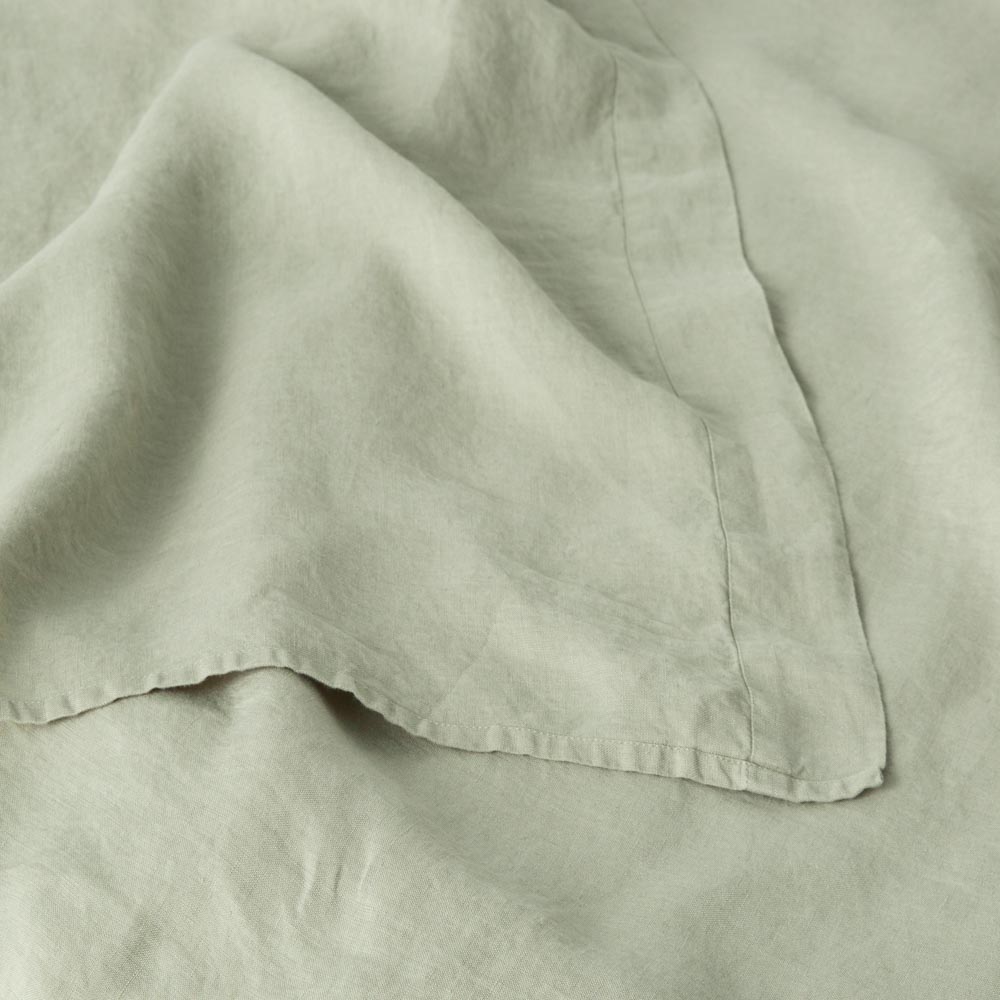 Drap Plat - En Lin Lavé 190G/M² - Vert Sauge