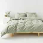 2 Pillowcases - Washed Cotton Percale 300 Thread Count - Sage Green