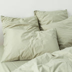 2 Pillowcases - Washed Cotton Percale 300 Thread Count - Sage Green