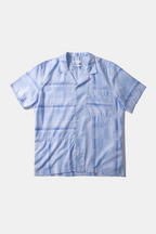 Camisa De Manga Corta Patchwork Plain Light Blue