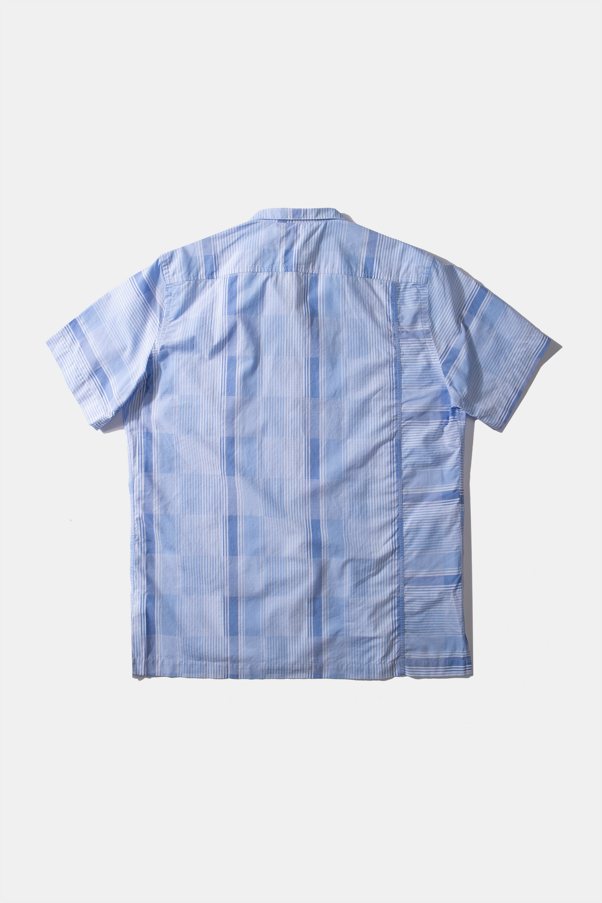 Camisa De Manga Corta Patchwork Plain Light Blue