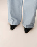 Patina Blue Striped Wide Leg Pants
