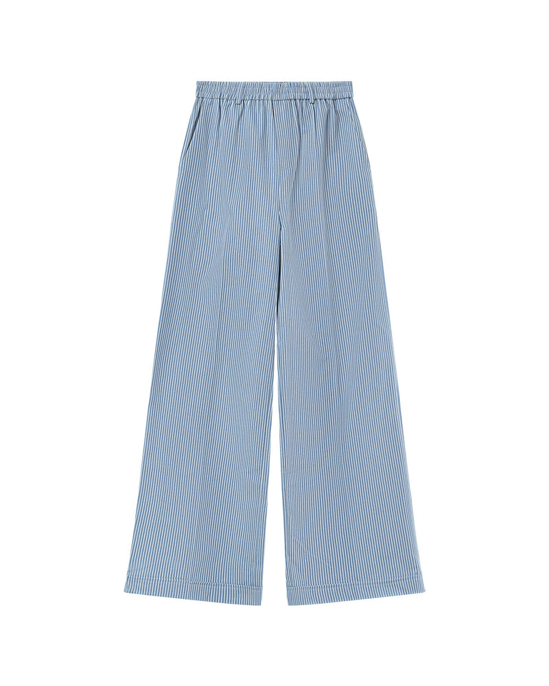 Patina Blue Striped Wide Leg Pants