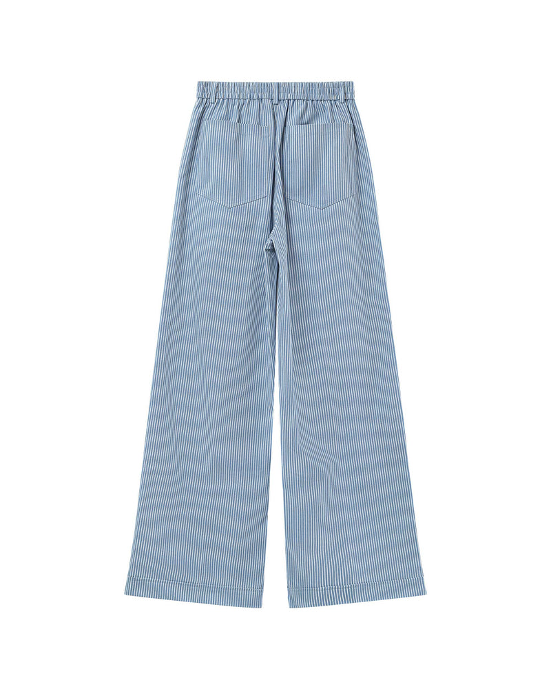 Patina Blue Striped Wide Leg Pants