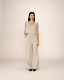 Wide Leg Pants With Ecru Patina Stripes