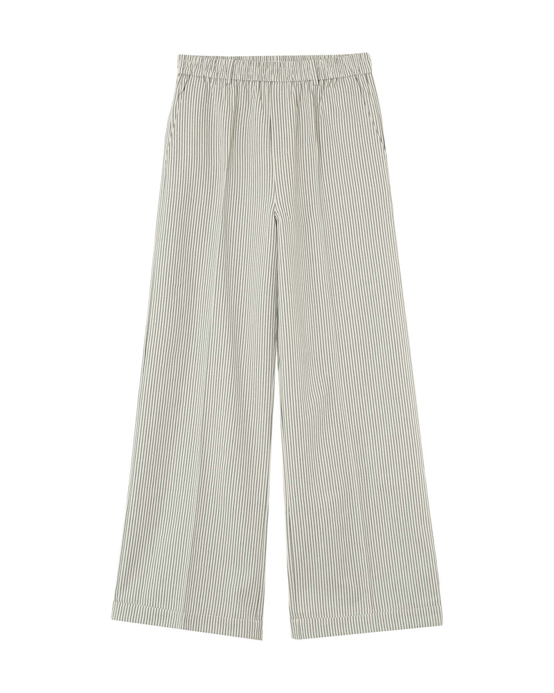 Wide Leg Pants With Ecru Patina Stripes