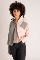 La Chemise Oversize Tony Toile Bio-Recyclée Bigoût Gris/Rose