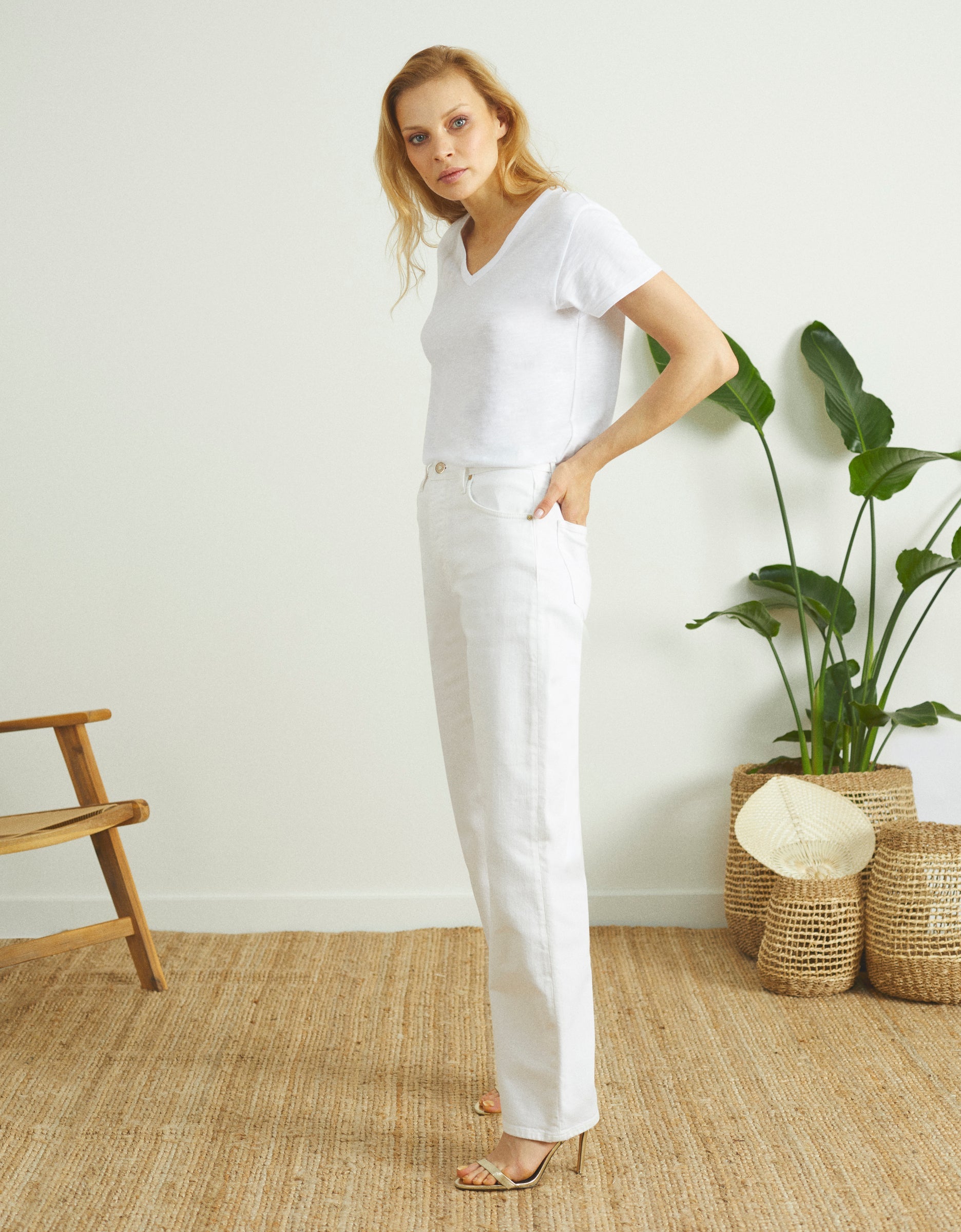 Reiko - Paty Straight Trousers - Off White Denim - Women