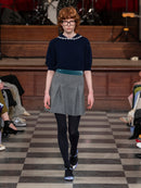 Short-sleeved wool and cashmere top - Navy