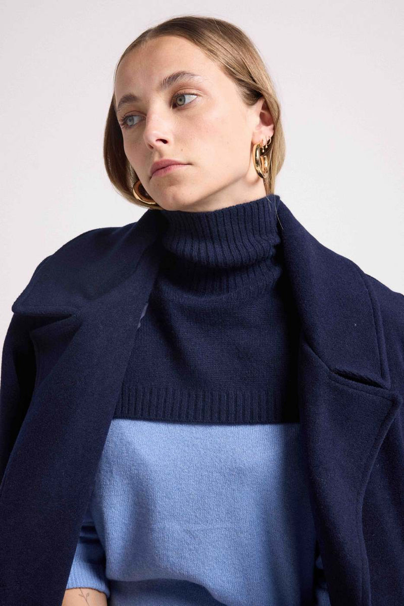 Paula Roll Neck - Navy - 100% Oeko-Tex Cashmere - Mixed