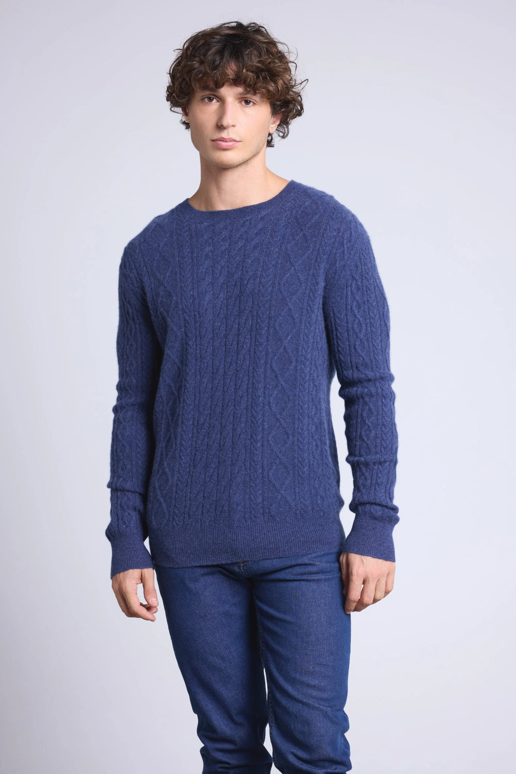 Pull Torsade Col Rond Paul - Bleu Indigo - Homme