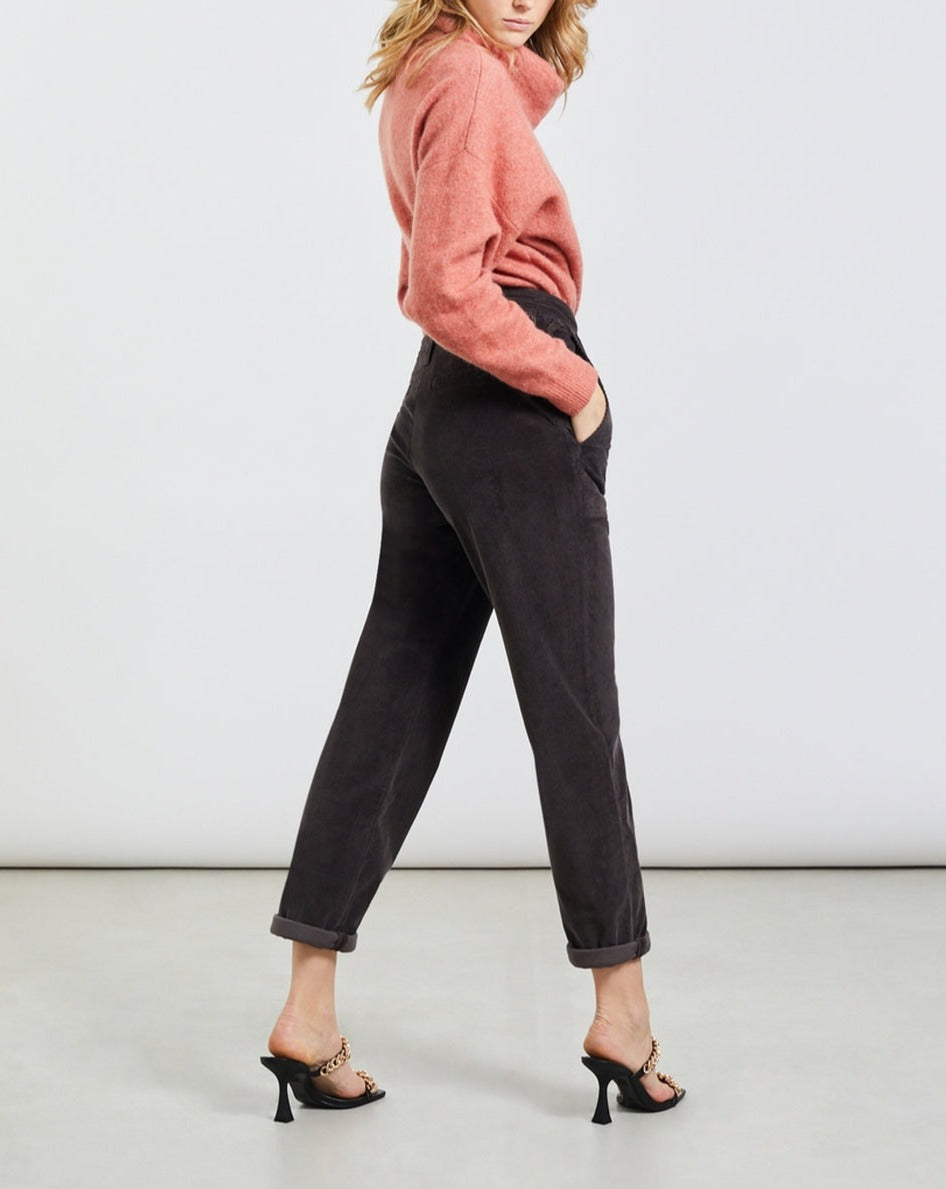 Pantalones cargo Pauline Velvet - Carbono - Mujer