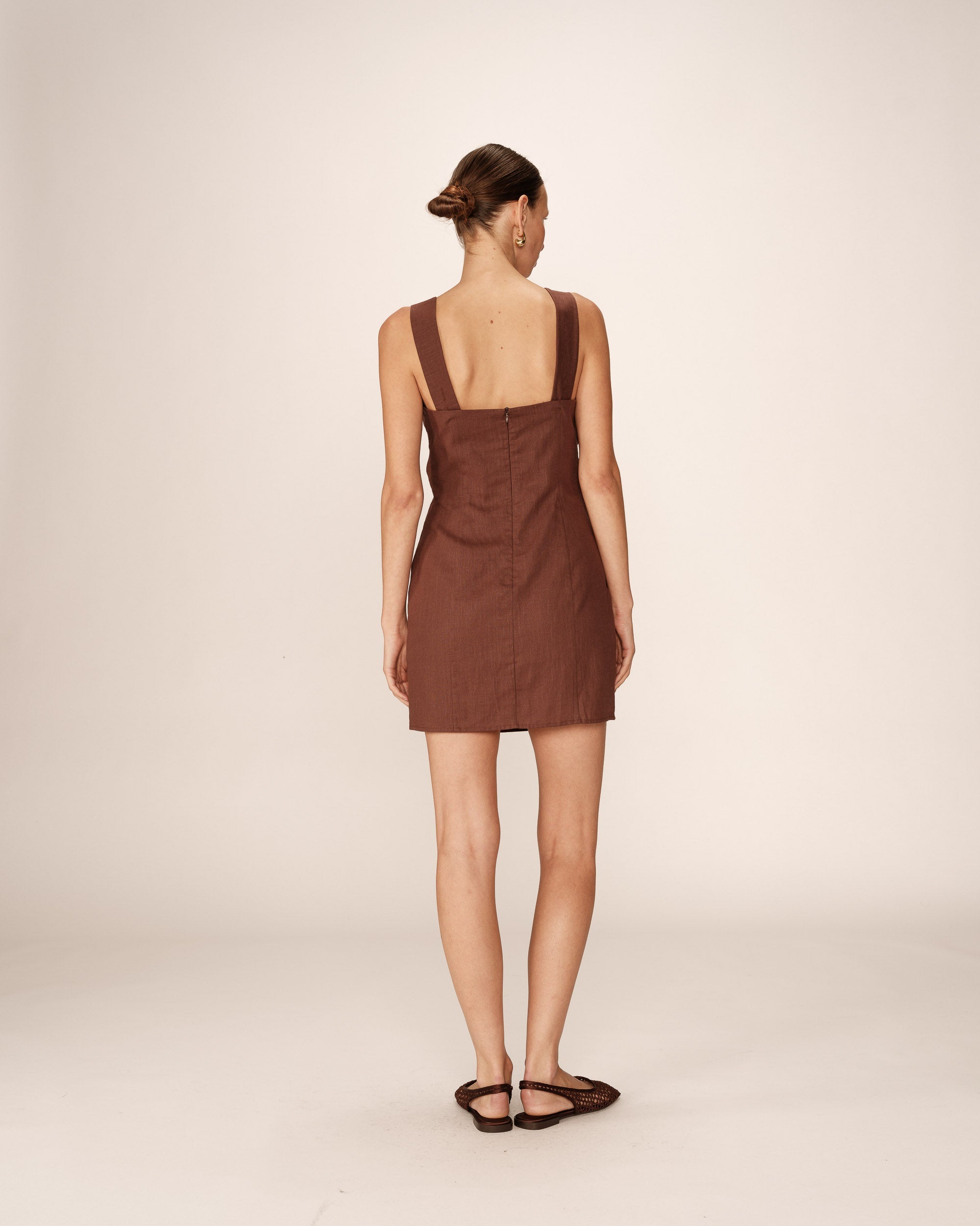 Pauline Short Dress - Chocolate