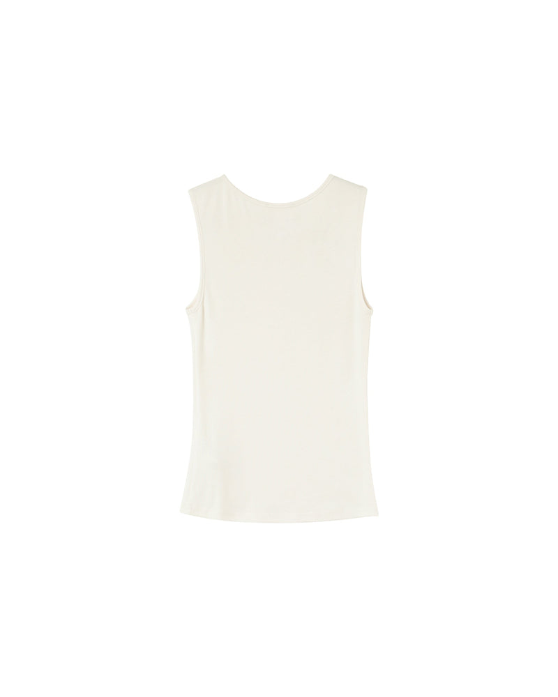 Paulin Ecru Fitted Tank Top