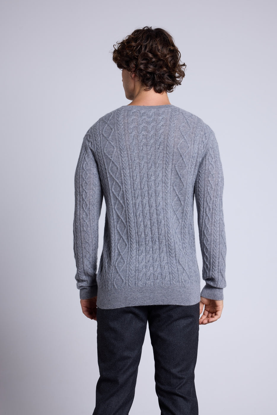 Jersey trenzado de cuello redondo Paul - Gris oscuro - Hombre