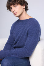 Pull Torsade Col Rond Paul - Bleu Indigo - Homme