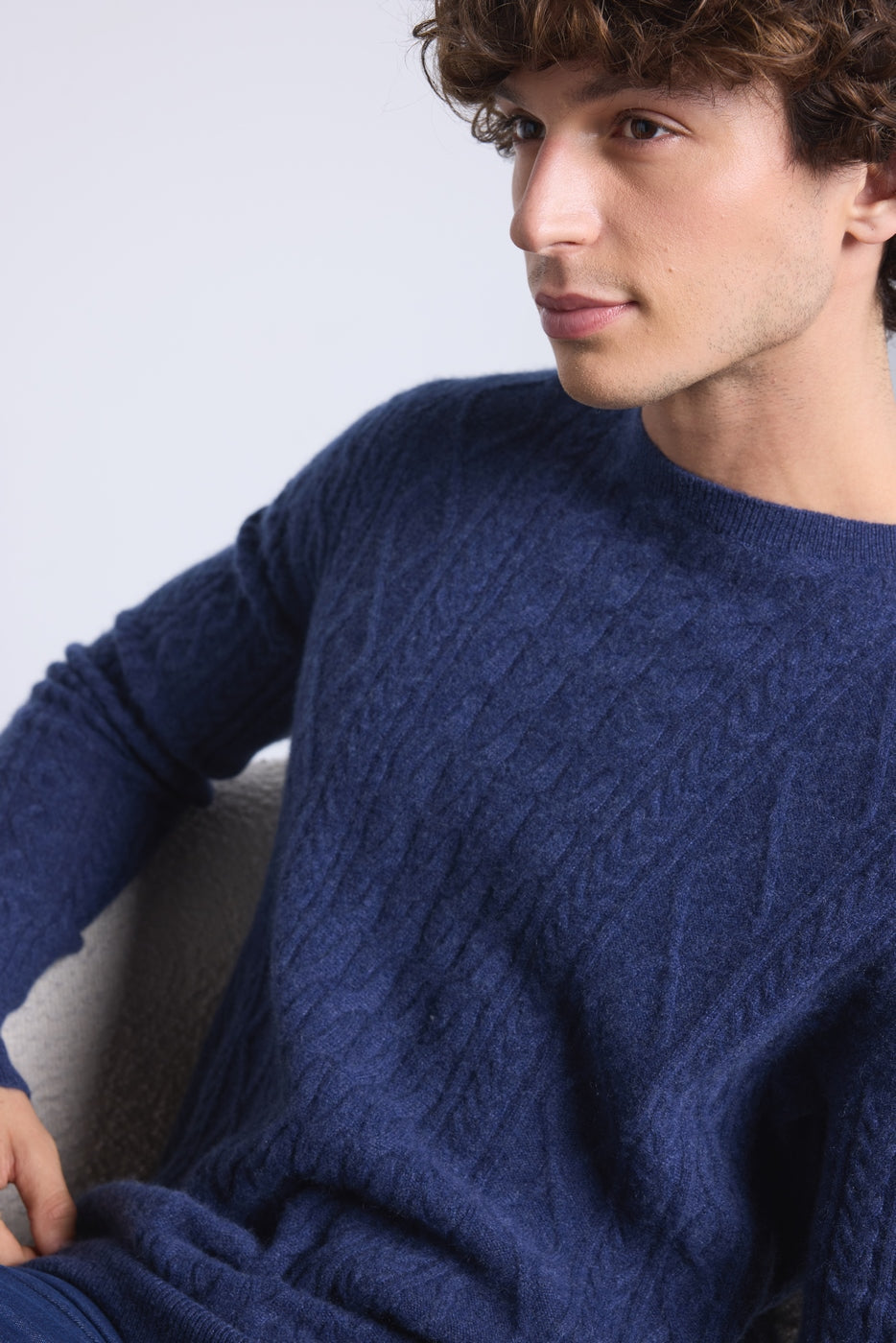 Pull Torsade Col Rond Paul - Bleu Indigo - Homme