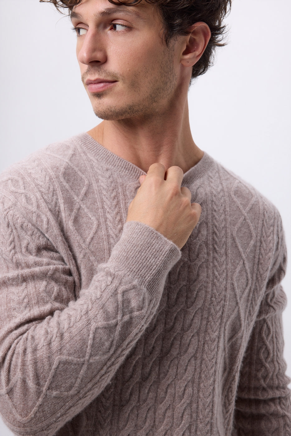 Pull Torsade Col Rond Paul - Noisette - Homme