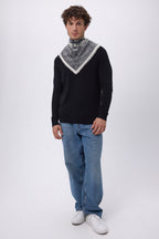 Jersey de cuello redondo con coderas Paxton - Negro parche gris oscuro - Hombre