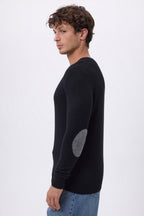 Jersey de cuello redondo con coderas Paxton - Negro parche gris oscuro - Hombre