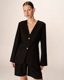 Blazer negro sin cuello tipo percha Payton