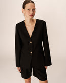Blazer negro sin cuello tipo percha Payton