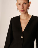Blazer negro sin cuello tipo percha Payton