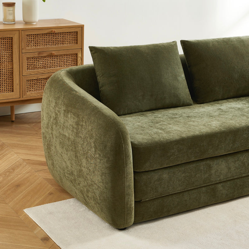 Sofá Recto - Paz - Déplimousse 2 Plazas - Tela Chenilla - Verde