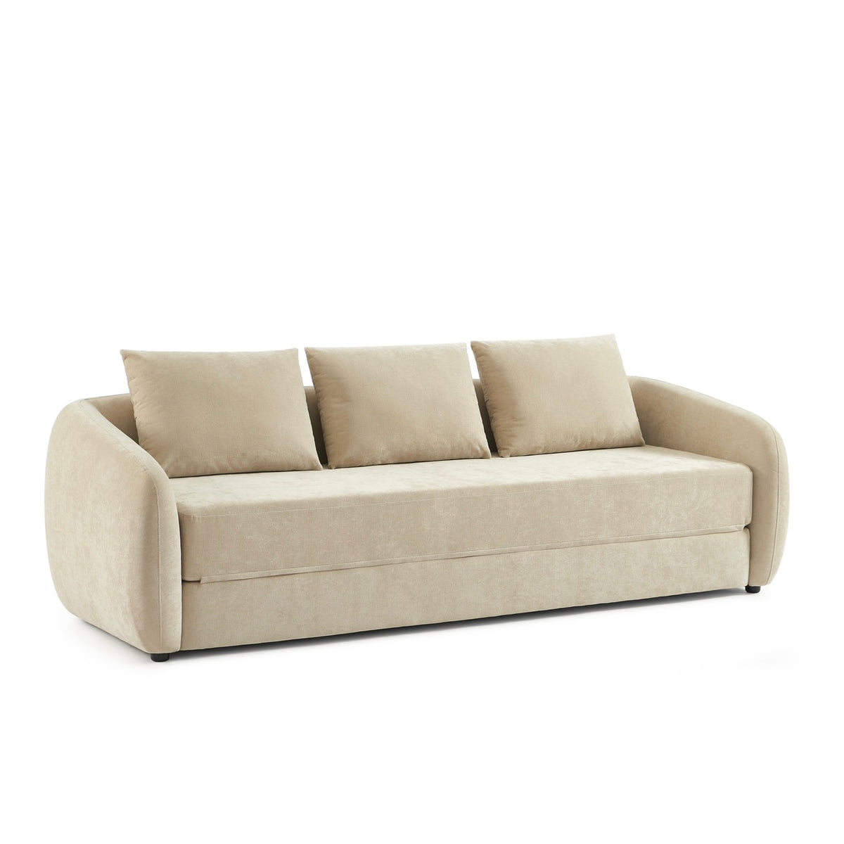 Paz - Sofá recto de 3 plazas - Tejido chenilla beige