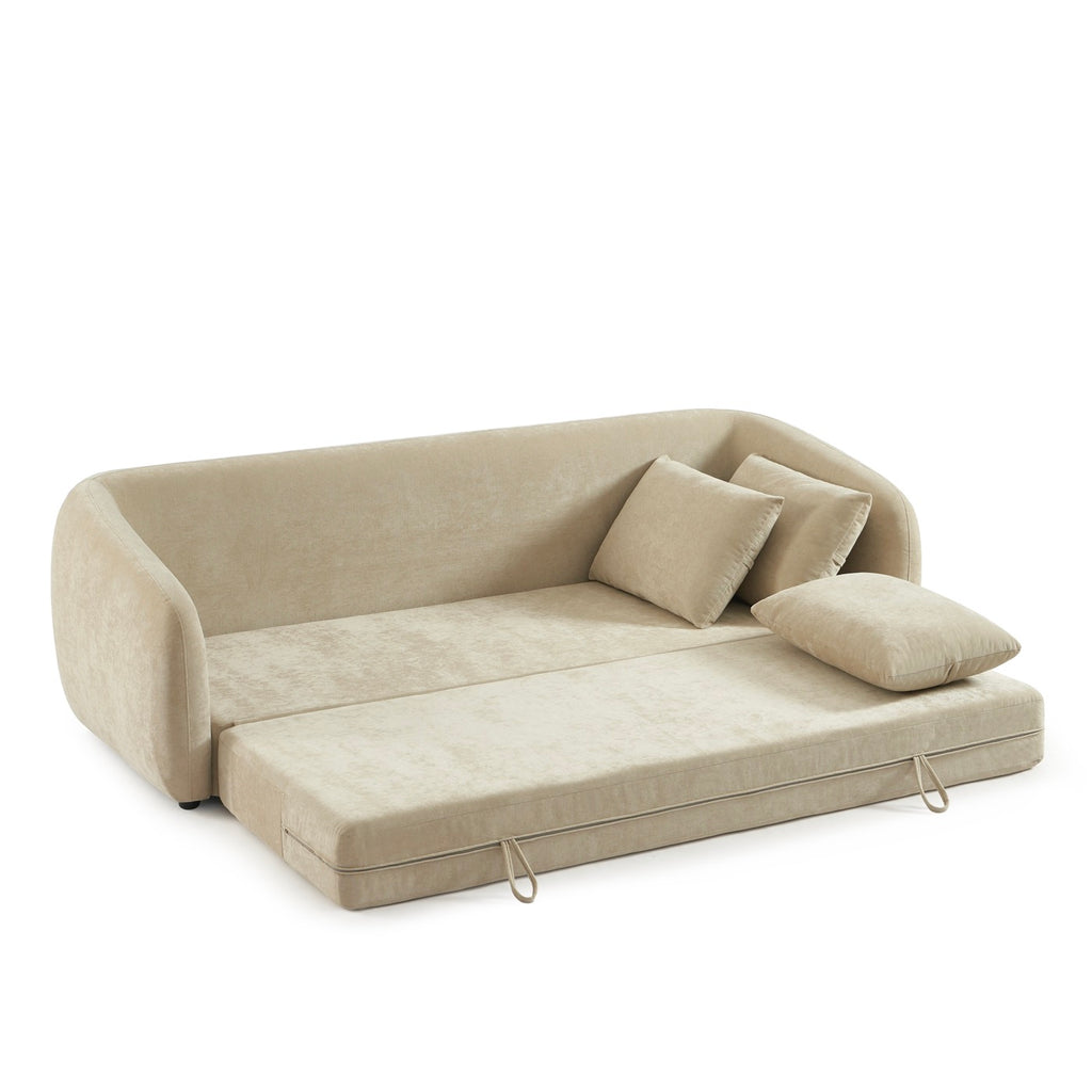 Paz - Sofá recto de 3 plazas - Tejido chenilla beige