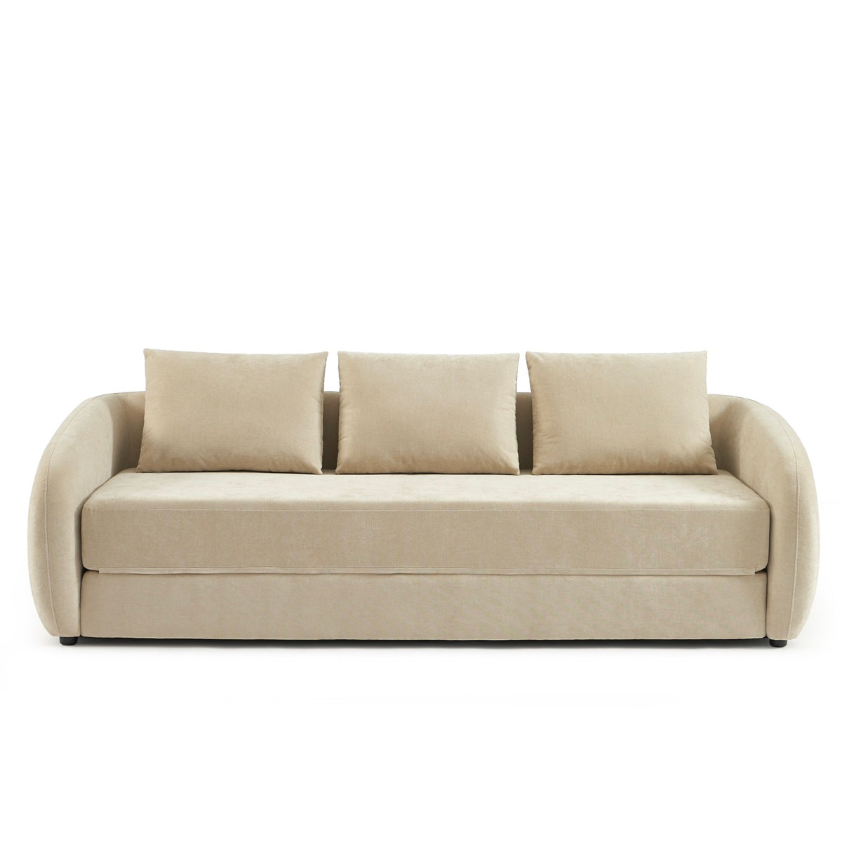 Paz - Sofá recto de 3 plazas - Tejido chenilla beige