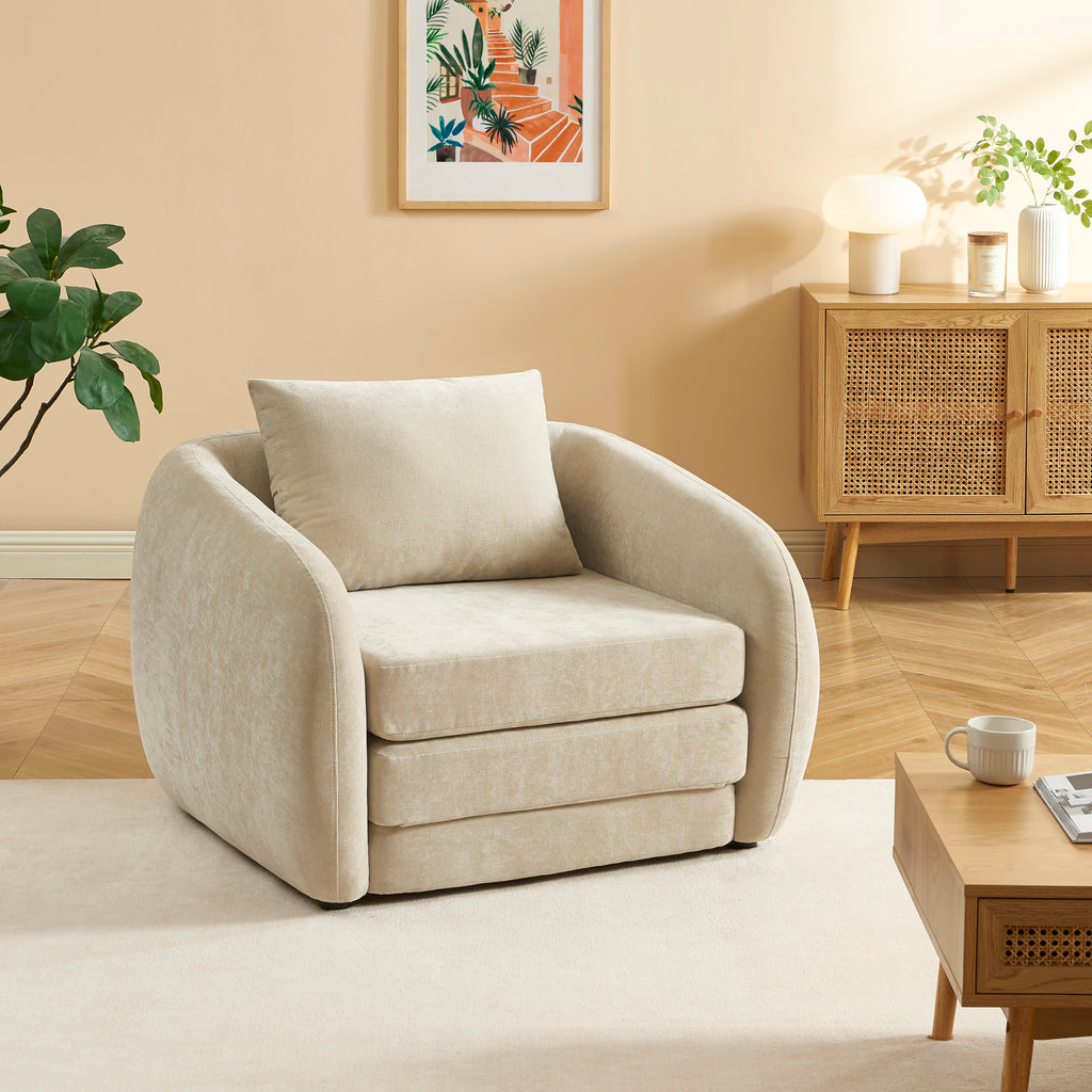 Paz - Sillón - Tela de chenilla beige