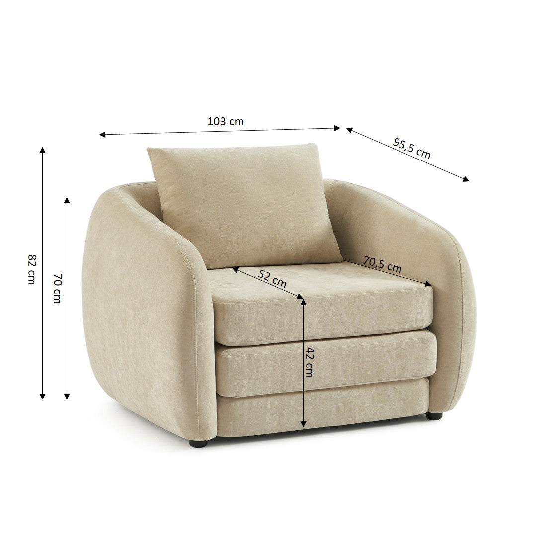 Paz - Sillón - Tela de chenilla beige